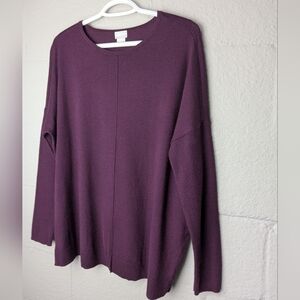 Chicos Pullover Sweater Size M Cashmere Blend Drop Shoulder Boxy